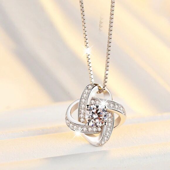 Jewelry - Sterling Silver Whirlwind Zirconia Pendant Necklace